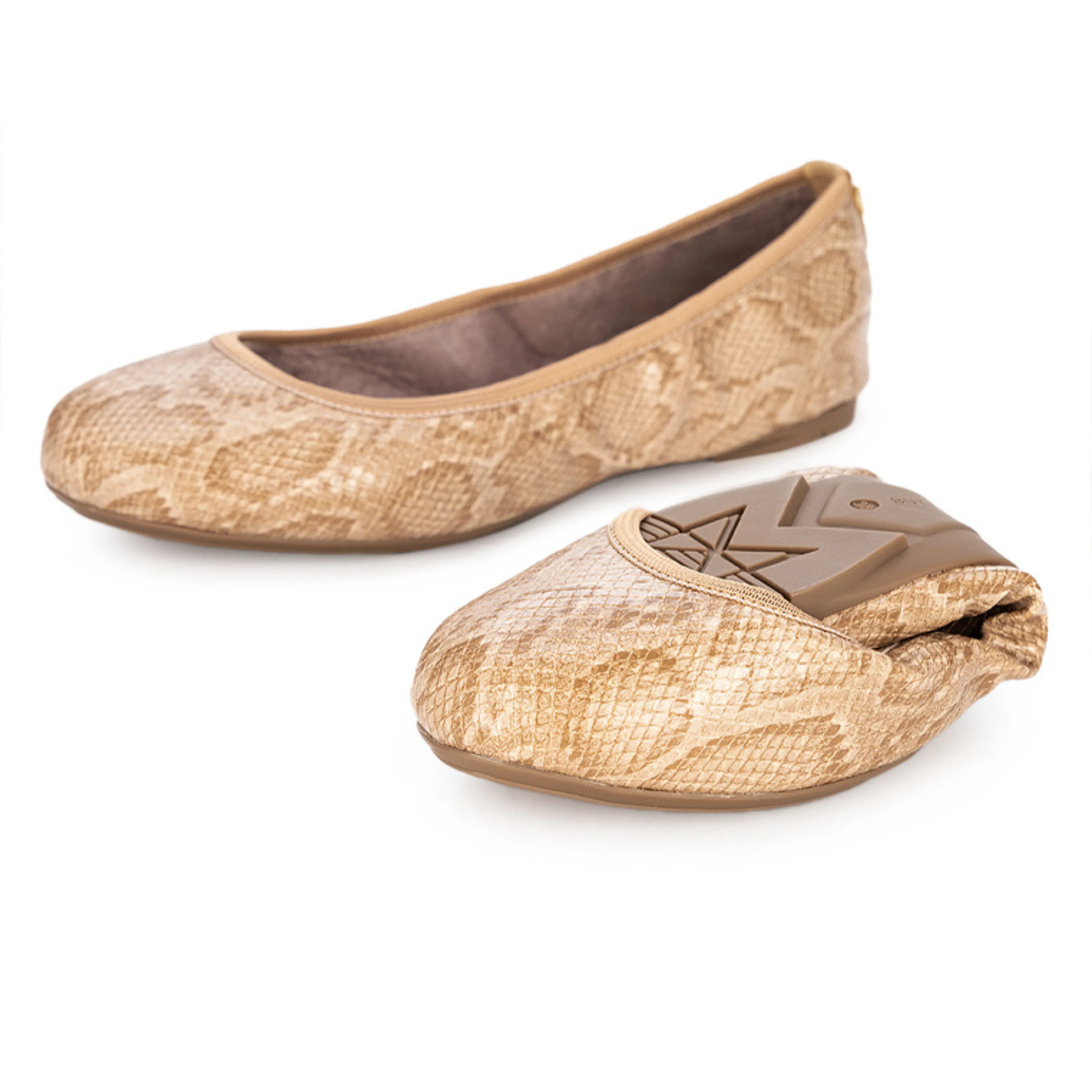 SOPHIA Ballet Flat Shoes - Tan Snake