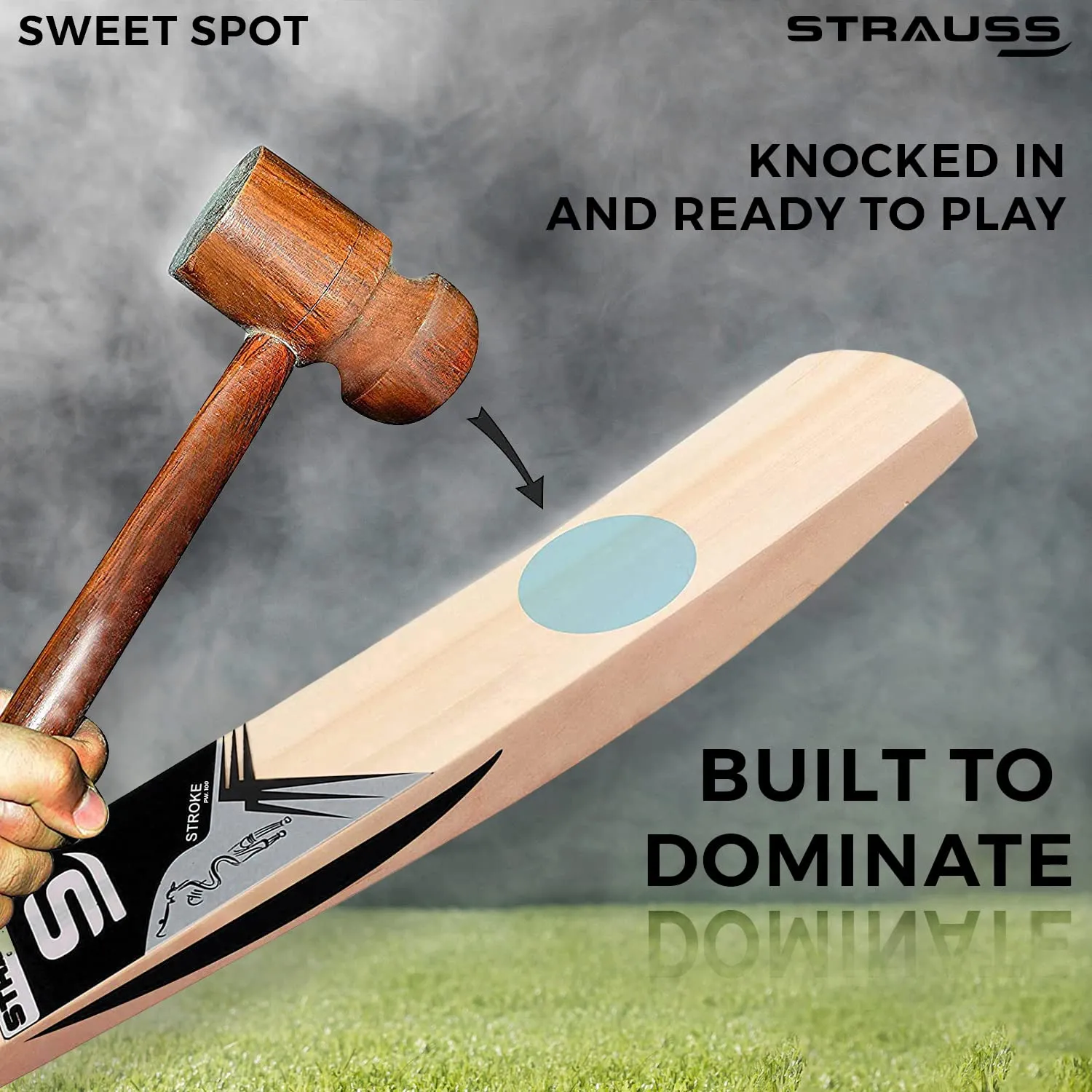 Strauss Cricket Bat | Edition: PW-100 | Popular Willow | Size: 5 | Color: Beige | 1 Bat   1 Ball [Combo] | Tennis Cricket Bat | for Boys