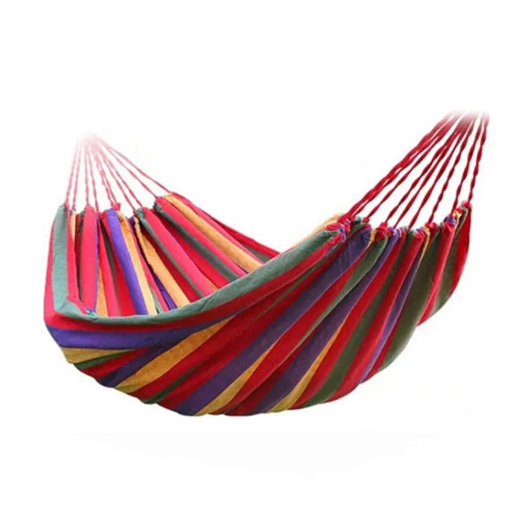 Stripe Outdoor Canvas Hammock Dual People Widening Swing Bed, Size: 190cm x 150cm(Red Stripe)