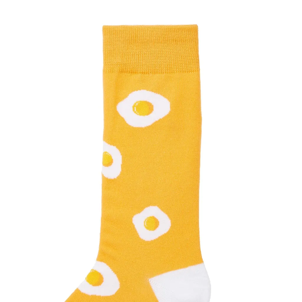 Sunny Side Up Printed Crew Length Socks