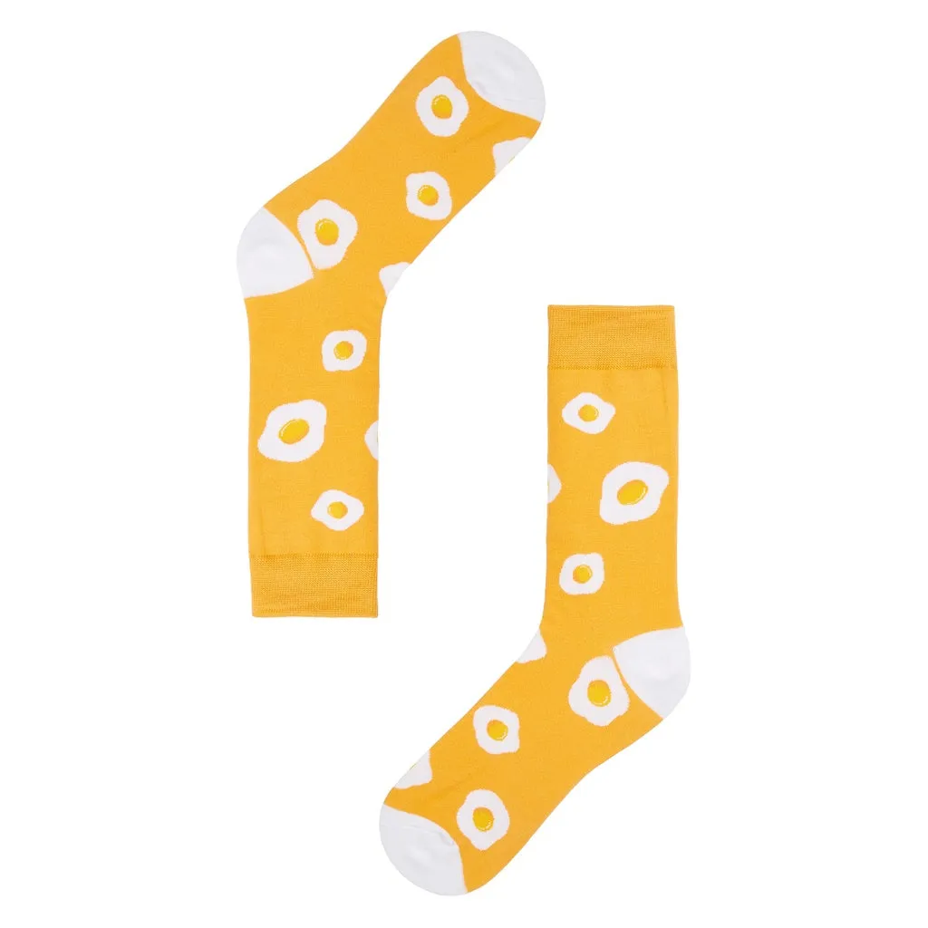 Sunny Side Up Printed Crew Length Socks