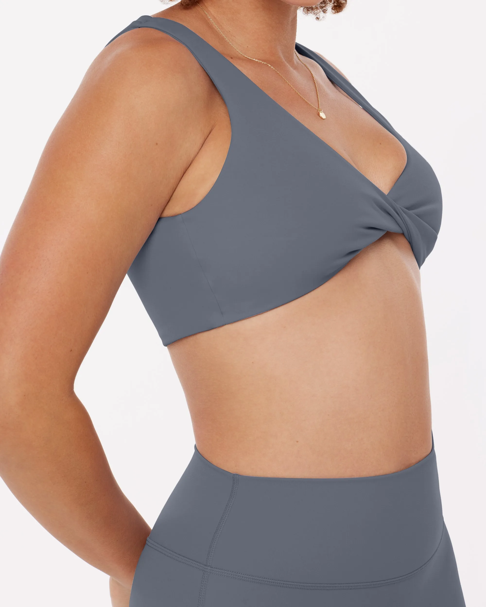 Twist-Front Reversible Padded Sports Bra