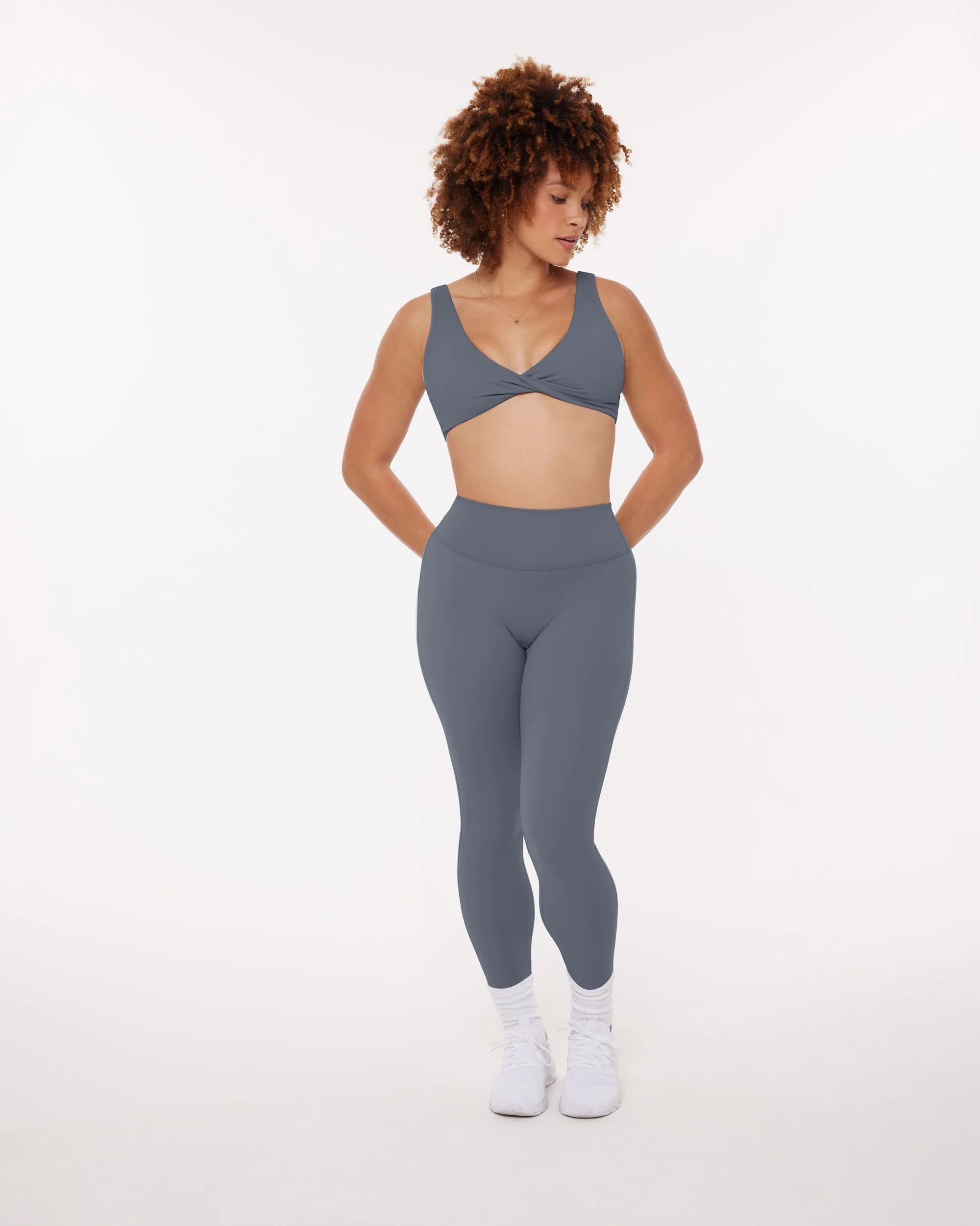 Twist-Front Reversible Padded Sports Bra