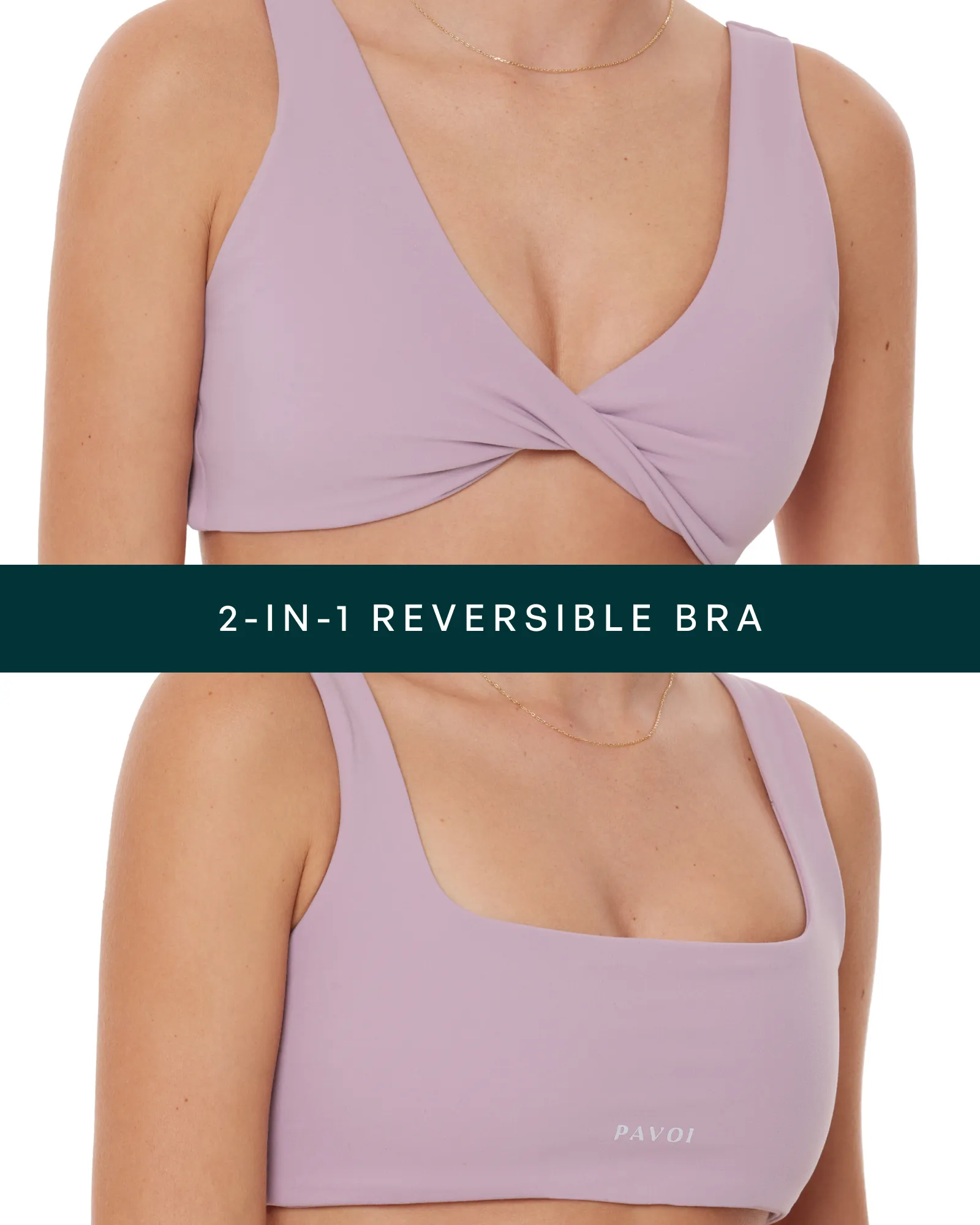 Twist-Front Reversible Padded Sports Bra