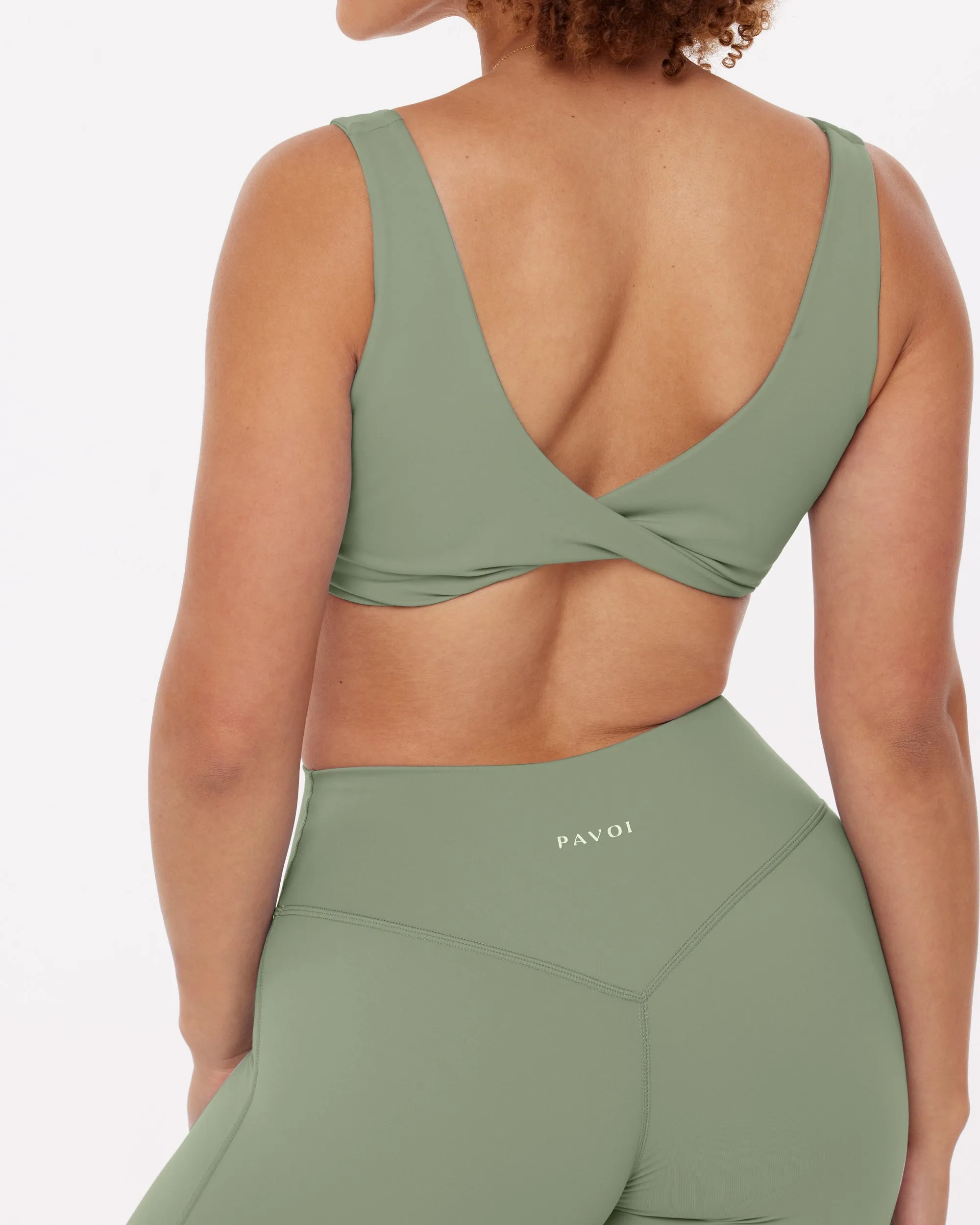 Twist-Front Reversible Padded Sports Bra