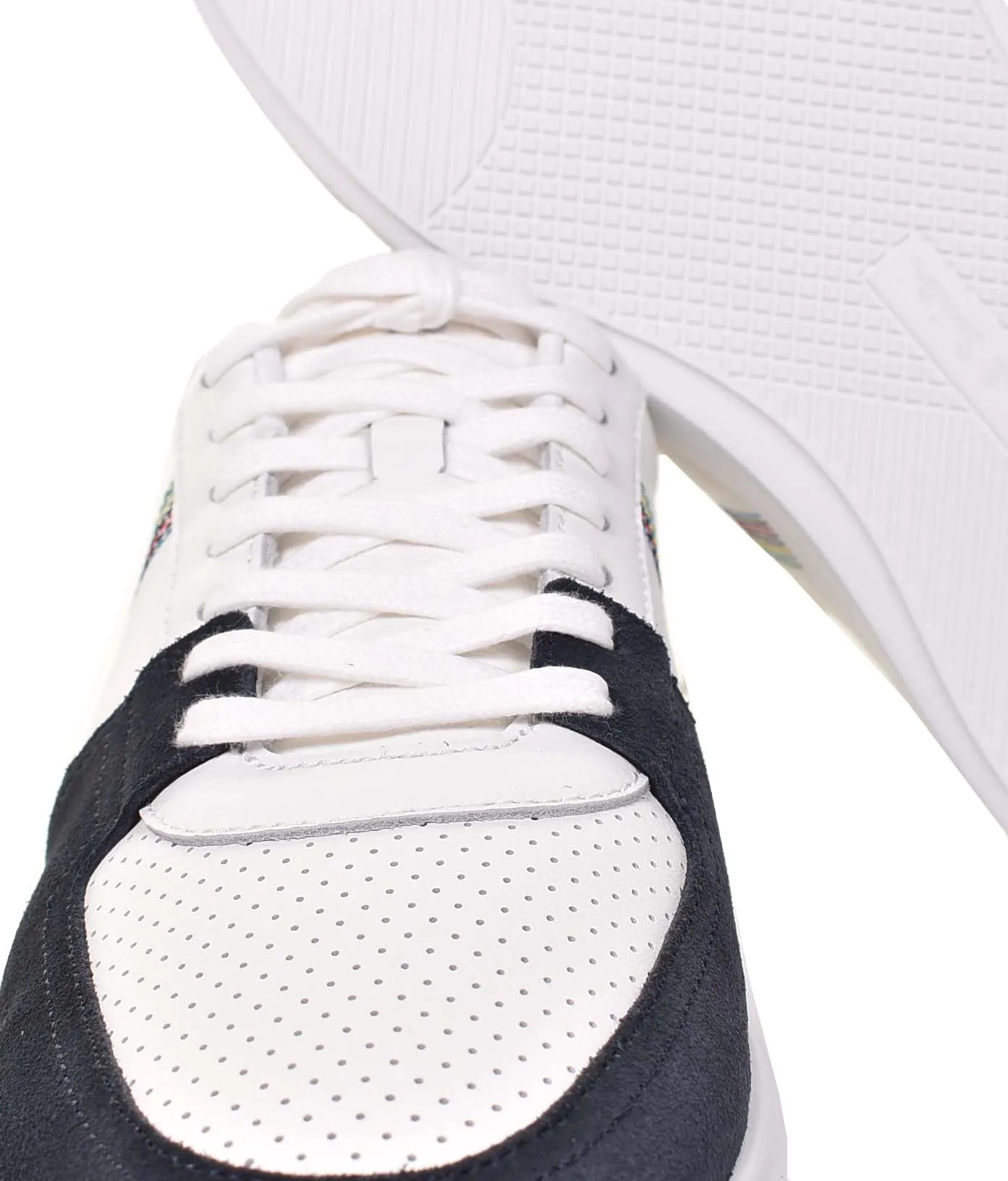 Tyne Leather Trainers White Navy