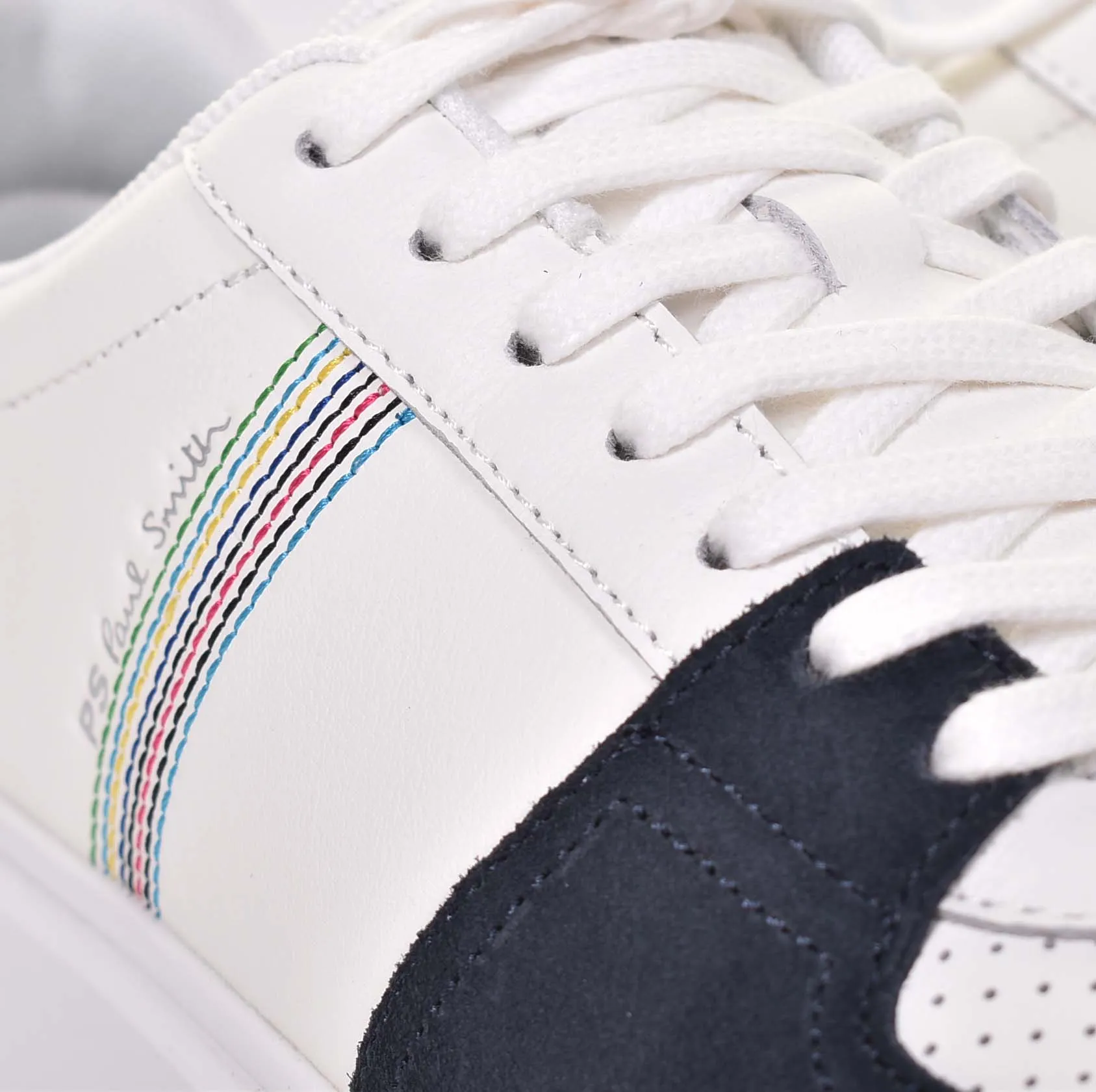 Tyne Leather Trainers White Navy