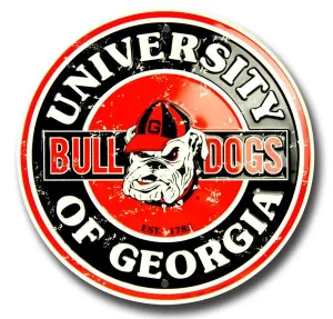 University of Georgia Bulldogs Embossed Metal Circular Sign