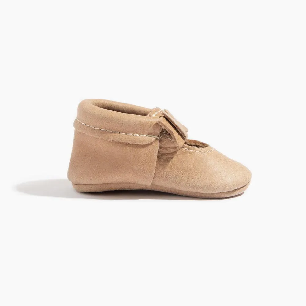 Weathered Brown Ballet Flat Bow Baby Shoe