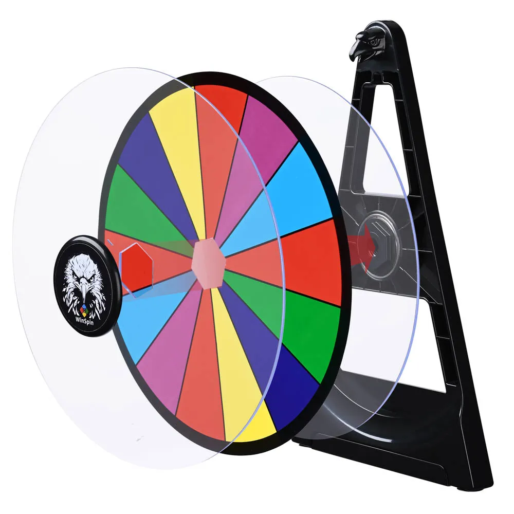 WinSpin 12" Prize Wheel Tabletop Lay Flat with Bald Eagle Head