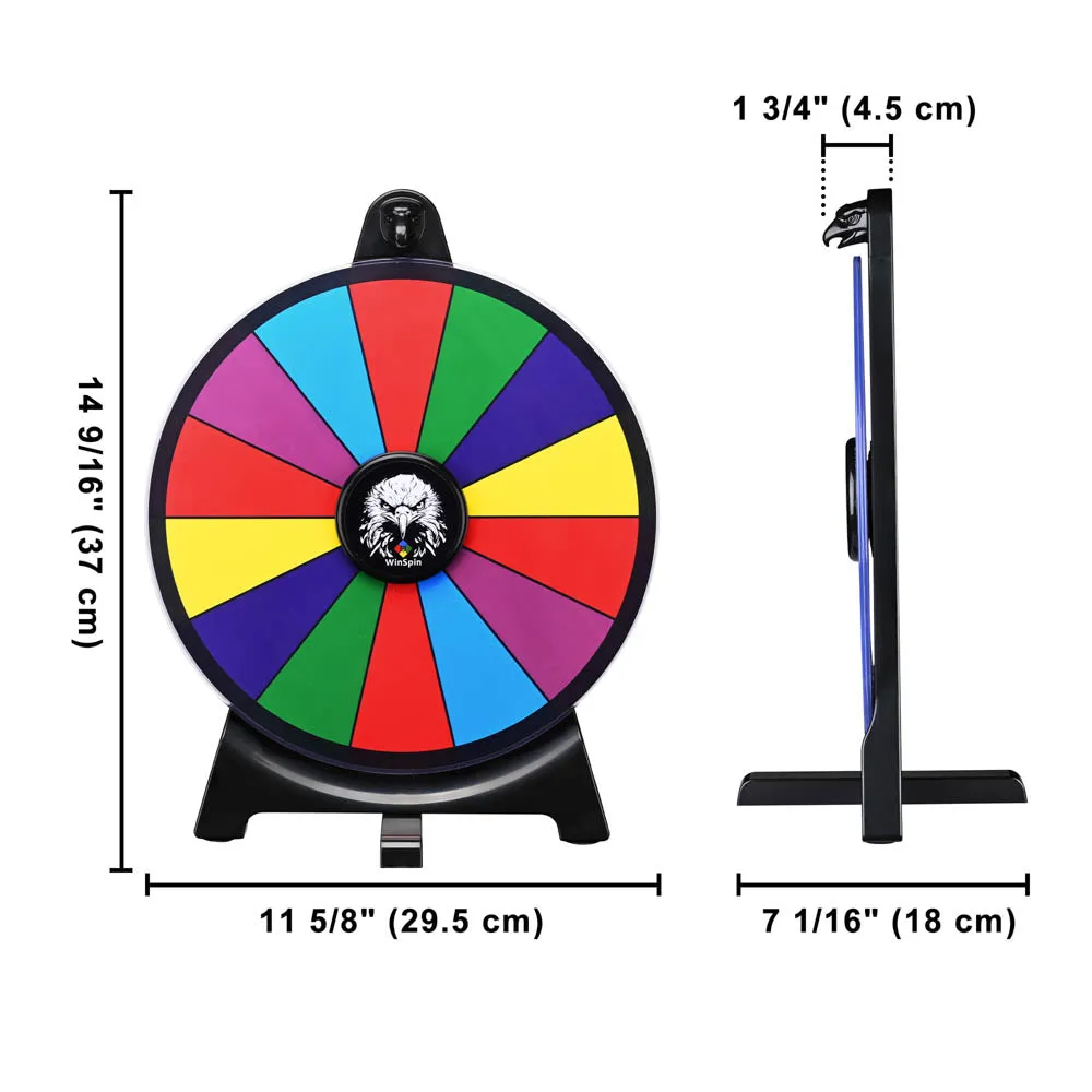 WinSpin 12" Prize Wheel Tabletop Lay Flat with Bald Eagle Head