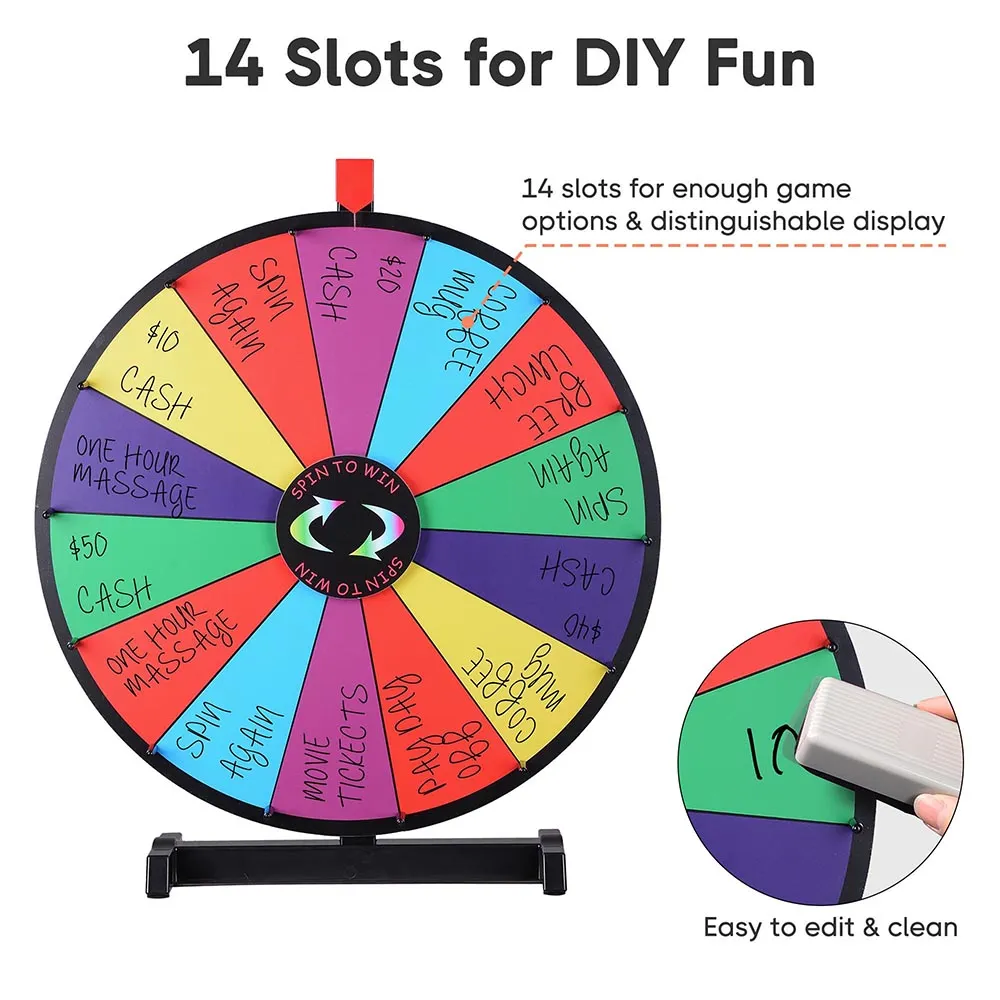 WinSpin 24" Tabletop Prize Wheel Colorful Dry Erase