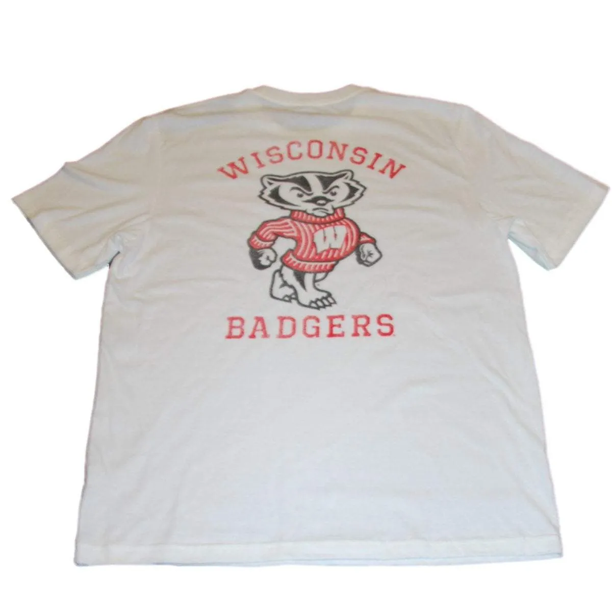 Wisconsin Badgers Gear for Sports White Large Back Logo Soft Cotton T-Shirt (L)