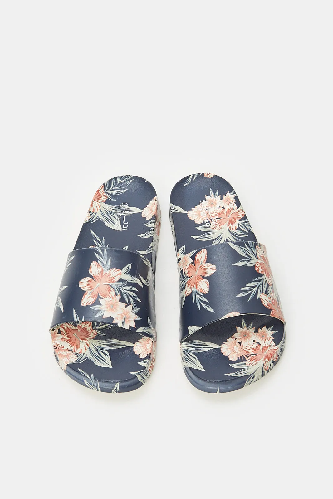 Women Navy Printed Floral Slide