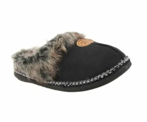 Womens Bellissimo Lotus Black Slippers Winter Shoes