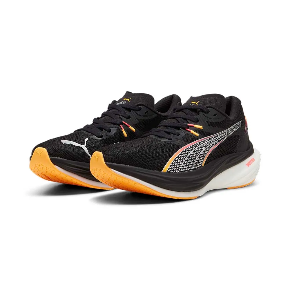 Women's Deviate Nitro 3 Running Shoes - PUMA Black-Sunset Glow-Sun Stream - Regular (B)