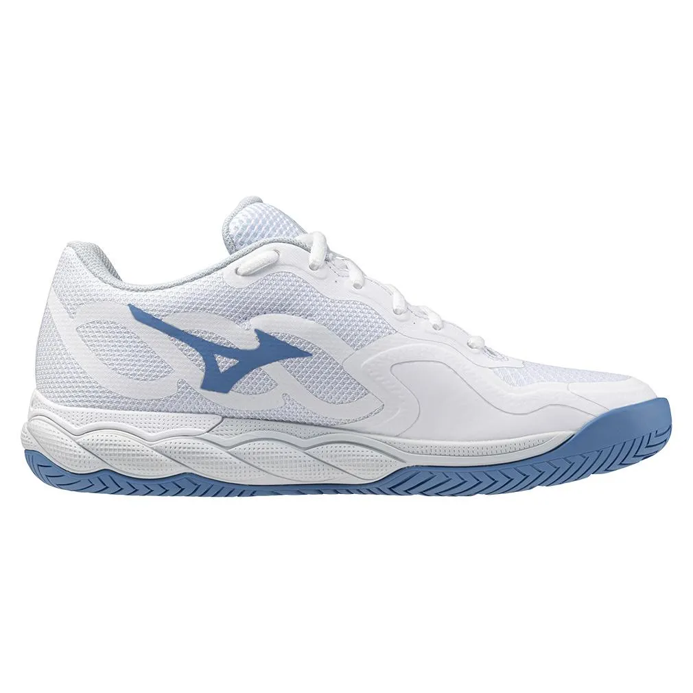 Womens Wave Enforce Court AC Tennis Shoes White and Parisian Blue