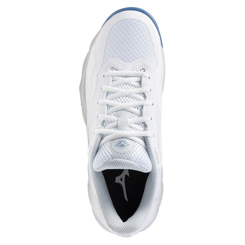 Womens Wave Enforce Court AC Tennis Shoes White and Parisian Blue