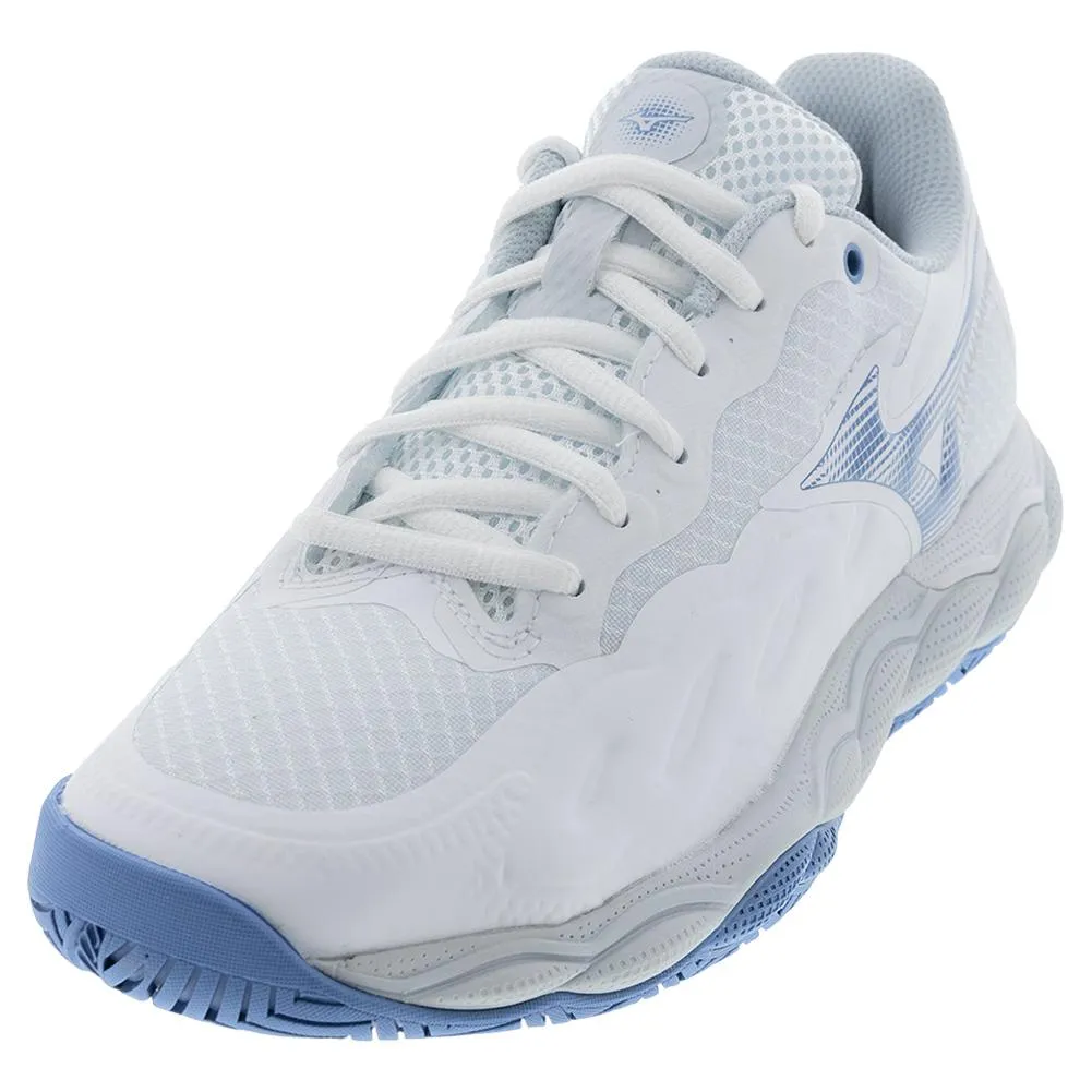 Womens Wave Enforce Court AC Tennis Shoes White and Parisian Blue