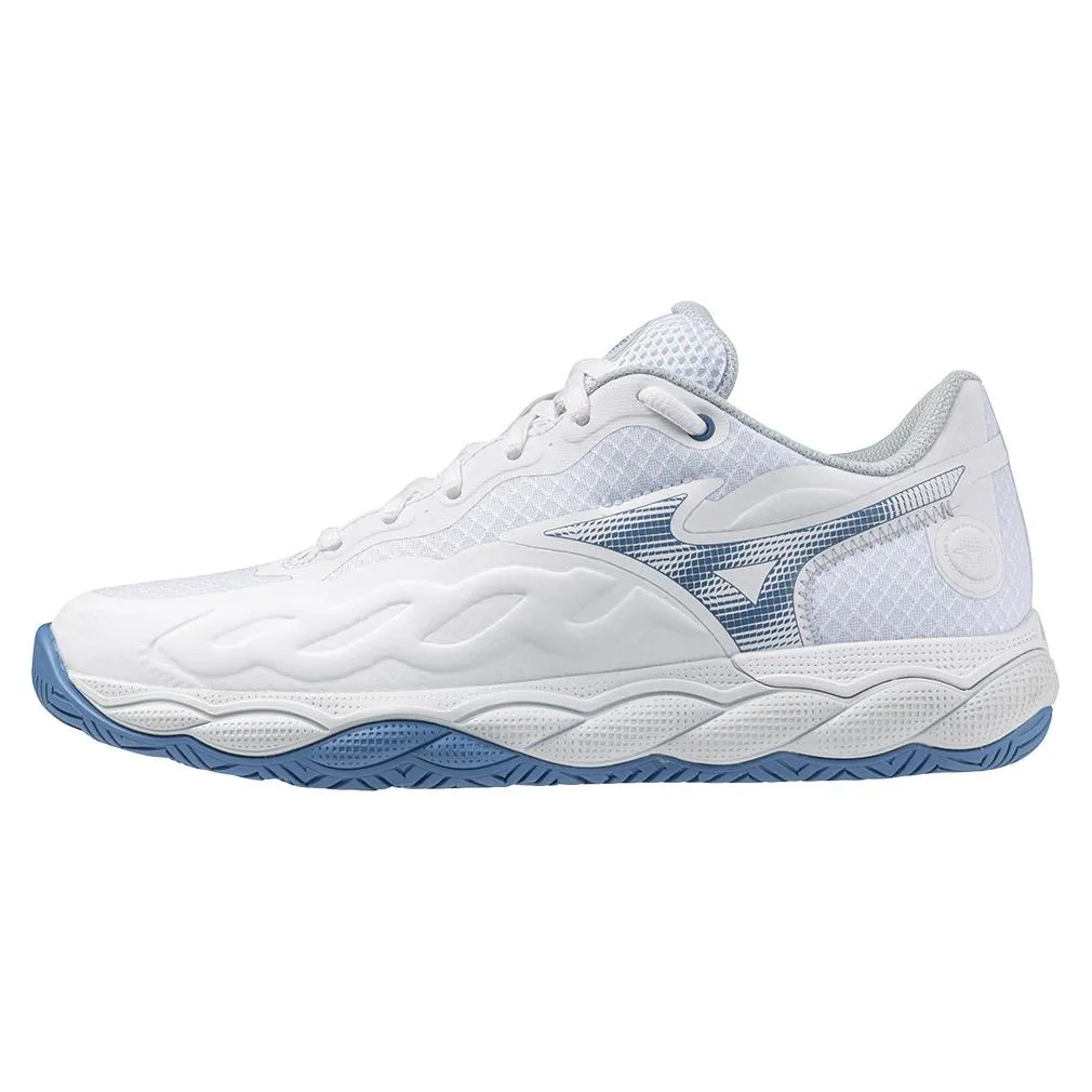 Womens Wave Enforce Court AC Tennis Shoes White and Parisian Blue