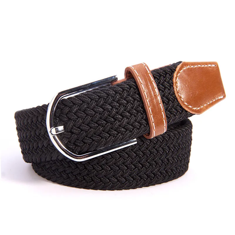 Woven Elastic Waistband Wholesale Factory Direct Sales Spot Men's Women's Leather Belt Canvas