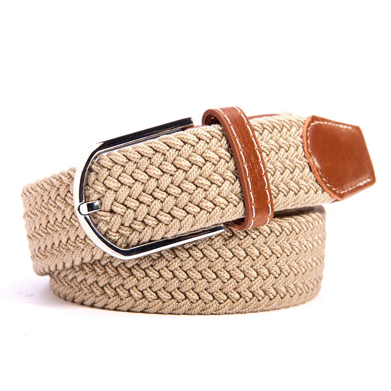 Woven Elastic Waistband Wholesale Factory Direct Sales Spot Men's Women's Leather Belt Canvas