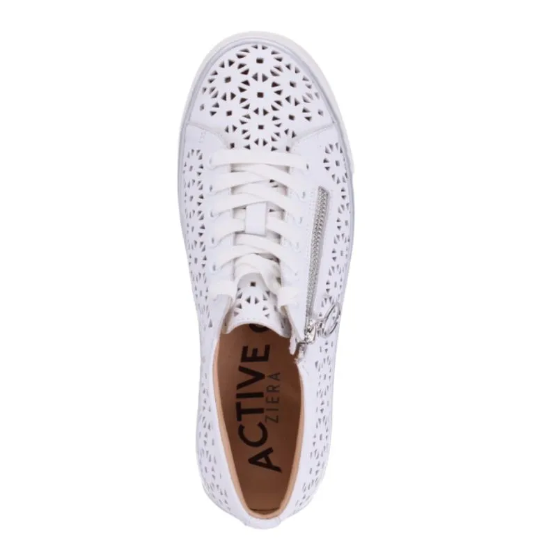 Ziera Pandoe XF White Leather Women's Walking Shoes